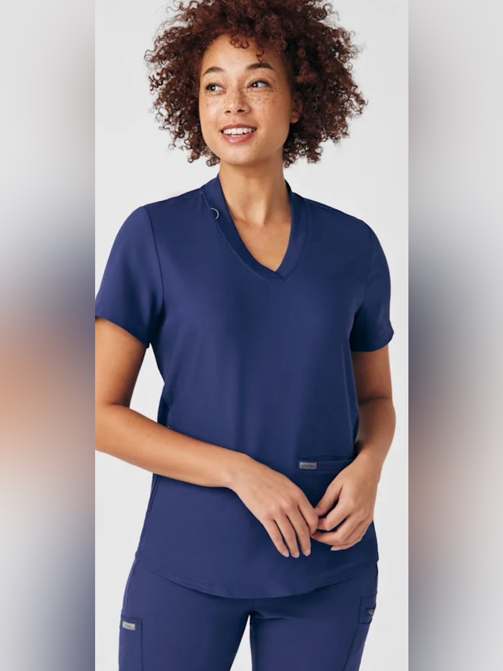 Landau Forward Black V-Neck 3-pocket Short Sleeve Scrub Top